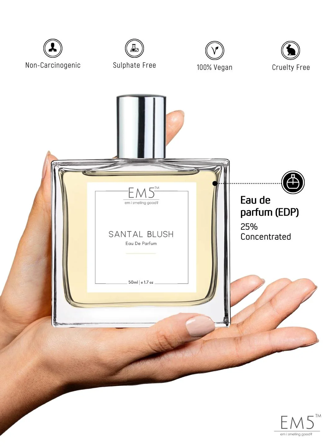 EM5™ Santal Blush Perfume | Eau De Parfum Spray for Women | Woody Musky Oud Fragrance Accords | Luxury Gift for Her | Sizes Available: 50 ml / 15 ml - Image 3